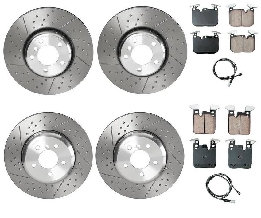 BMW Disc Brake Pad and Rotor Kit - Front and Rear (340mm/345mm) (Ceramic) (EURO) 34218099354 - Akebono Euro Ultra-Premium 4122688KIT